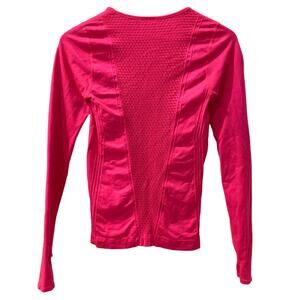 Fabletics Arta Seamless Long Sleeve Bright Pink Athletic Shirt Size Small